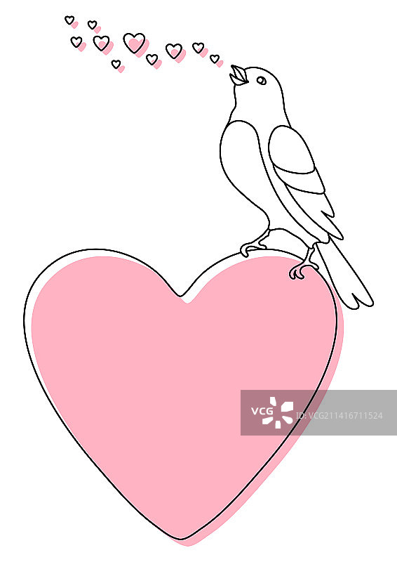 唱歌和栖息的可爱小鸟图片素材