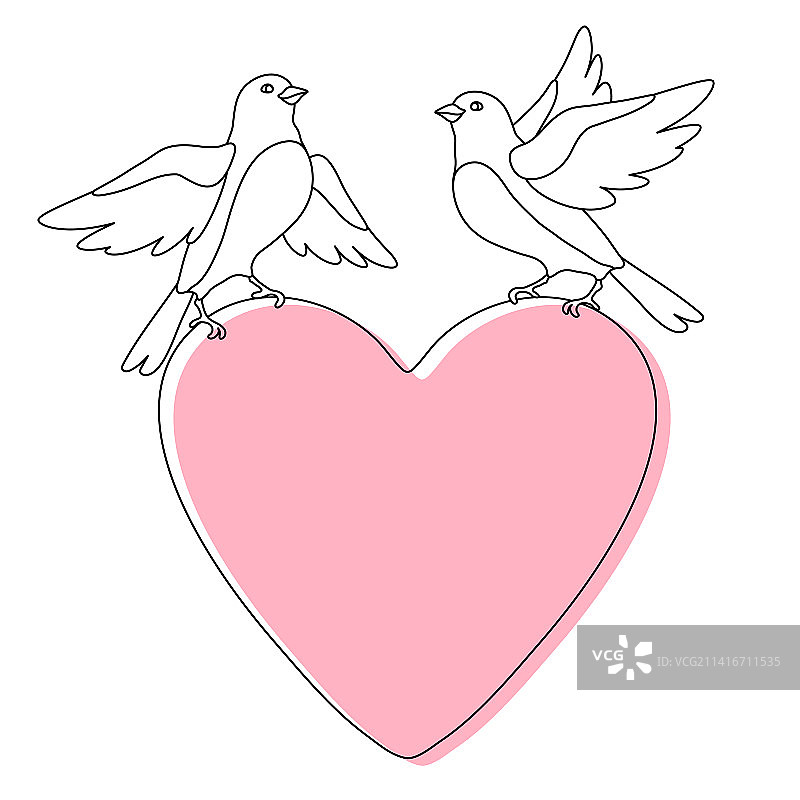 可爱的飞鸟托着心形图片素材
