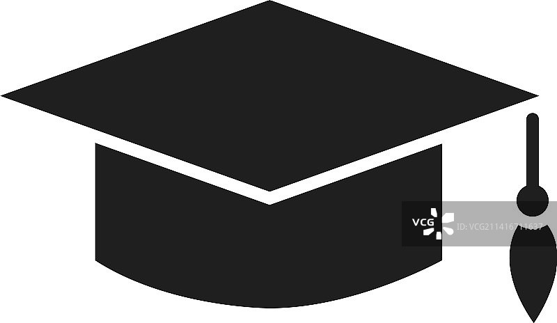 黑色学士帽图标，高等教育象征图片素材