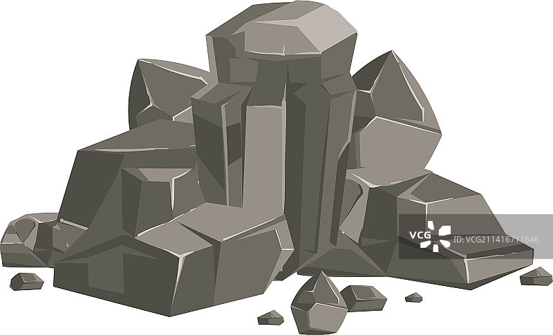 岩堆卡通石材地貌元素图片素材