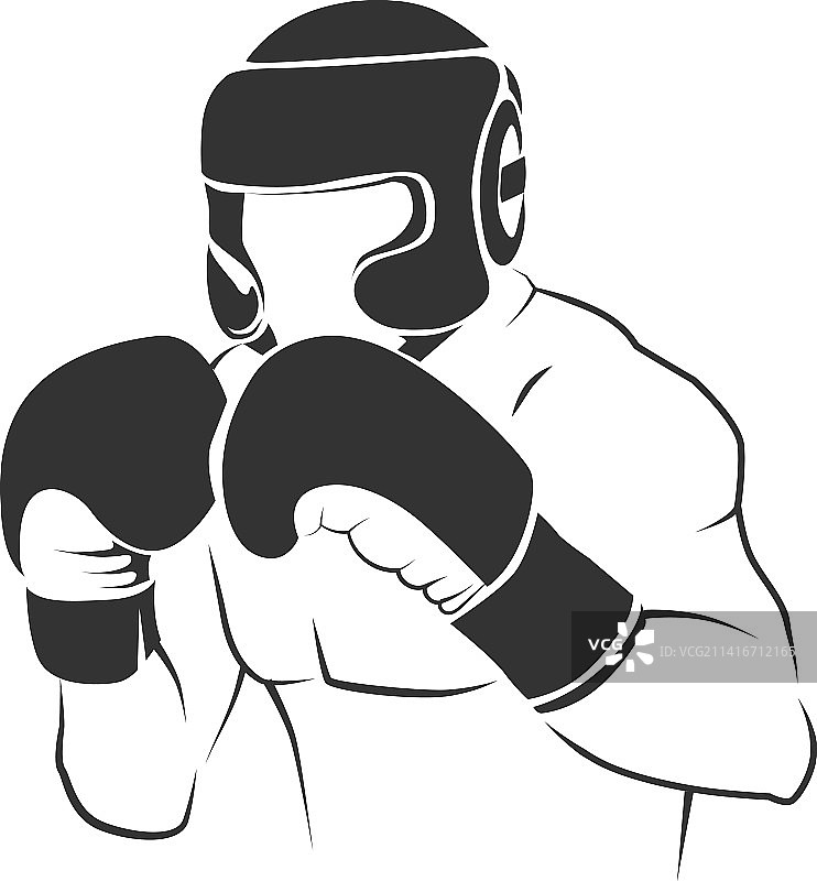 戴拳击手套和头盔的拳击手图标图片素材