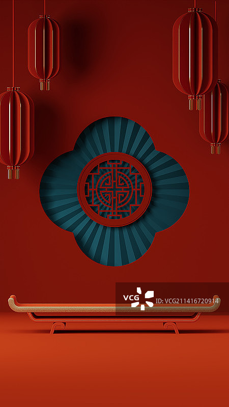 3D渲染国潮中国传统节日主题背景图片素材