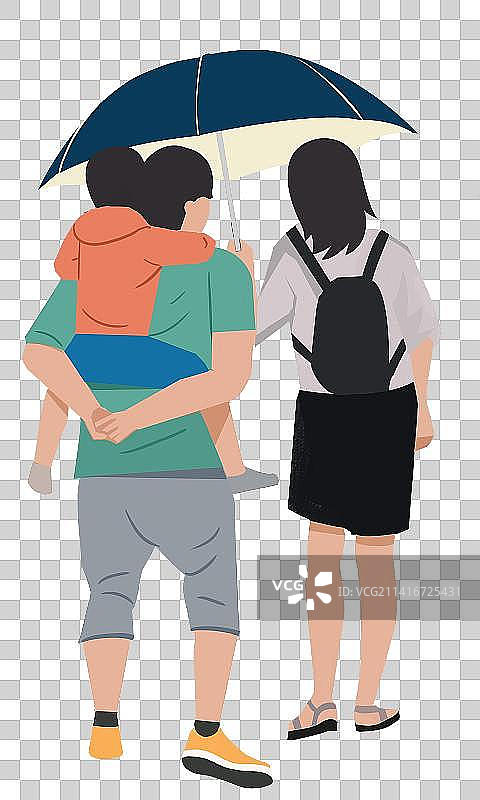 亲子家庭关爱关心呵护成长孩子生病发烧去医院情感插画图片素材