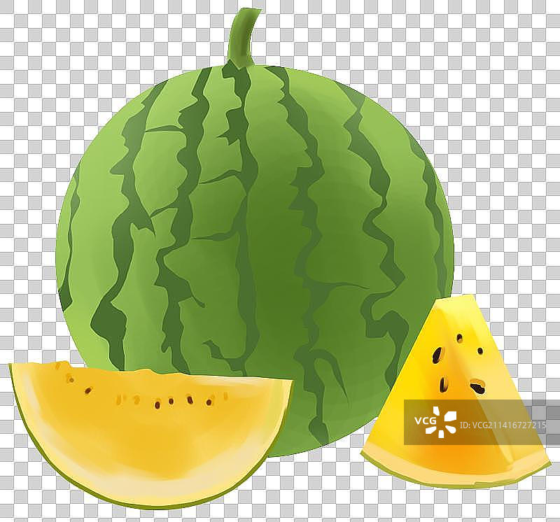 夏天夏季西瓜水果果实果肉营养健康食物食材美食插画图片素材