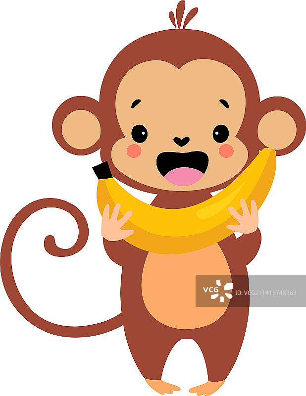 拿着黄色物品的可爱顽皮猴子图片素材