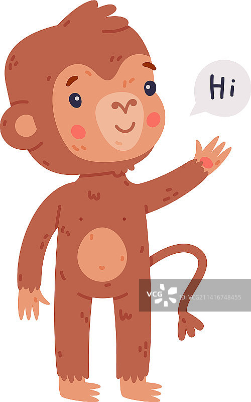 有趣的可爱小猴子打招呼，非洲热带图片素材
