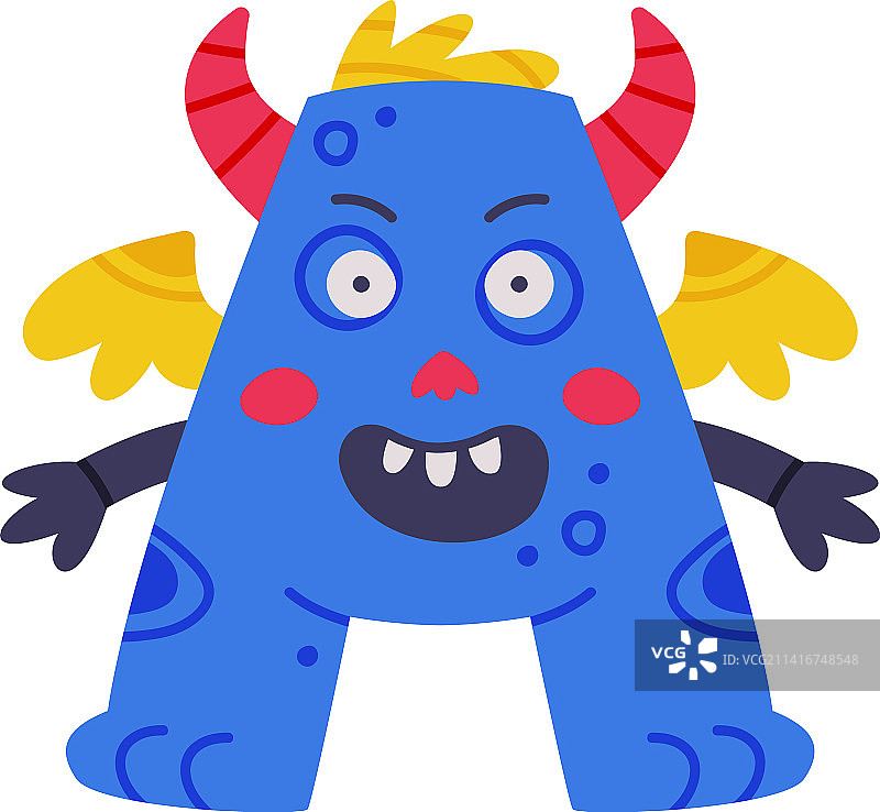 蓝色大写字母A的怪物字母图片素材