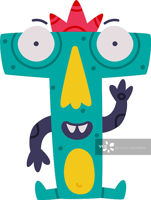 带有大写字母T的怪兽字母图片素材