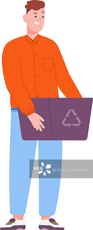 男子垃圾回收分类环保图片素材