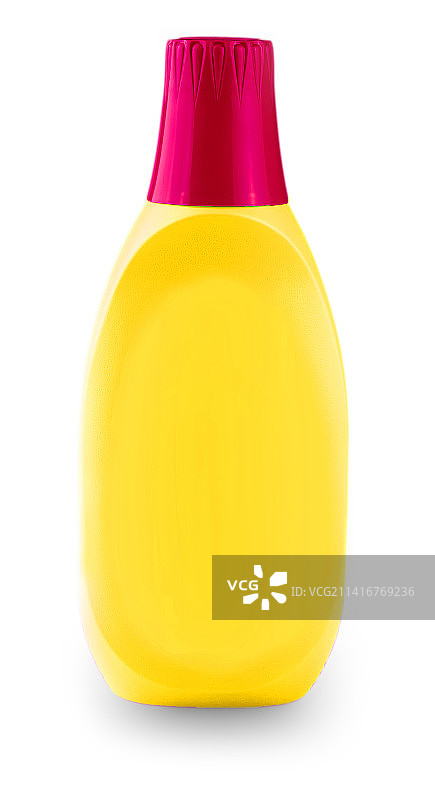 白色背景上的彩色塑料家用化学品瓶图片素材