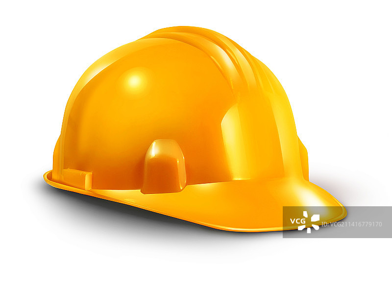 白色背景下黄色安全帽的特写图片素材