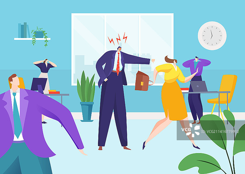 老板对办公室员工发火图片素材