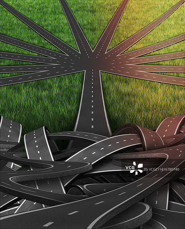 田野中的道路高角度景观图片素材