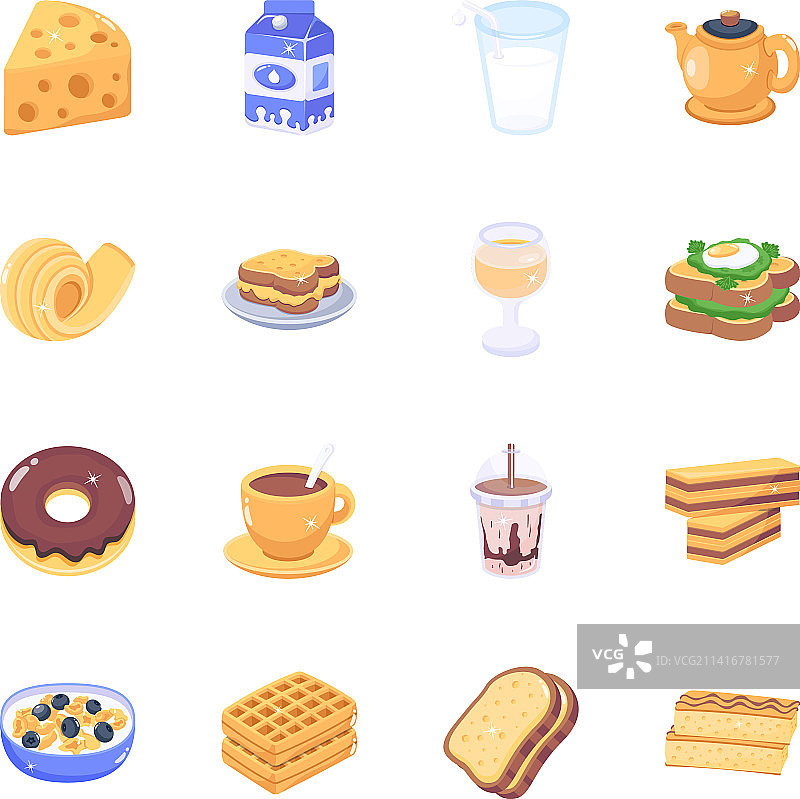 早餐扁平图标包图片素材