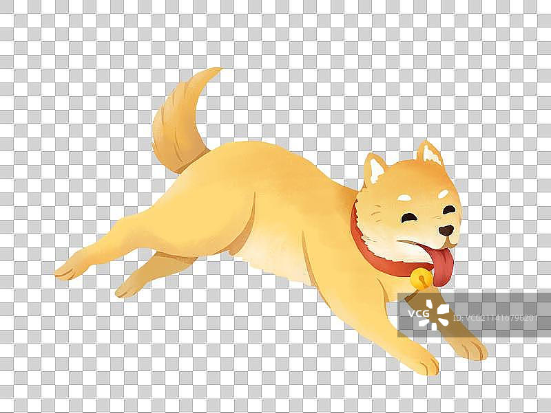 春节年俗插画回娘家元素奔跑的田园犬图片素材