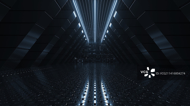 3D科技感几何发光建筑背景图片素材