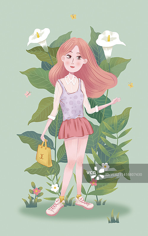 扁平风女孩插画图片素材