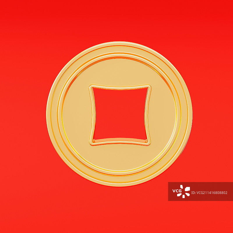 3D渲染铜钱金币概念插画图片素材