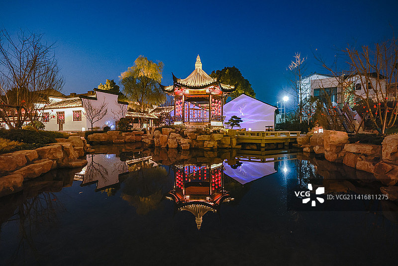 无锡吴文化公园夜景图片素材