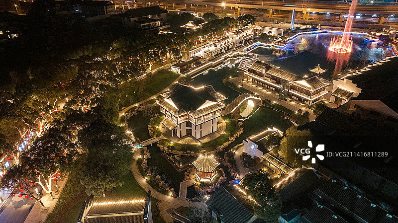 无锡吴文化公园夜景图片素材