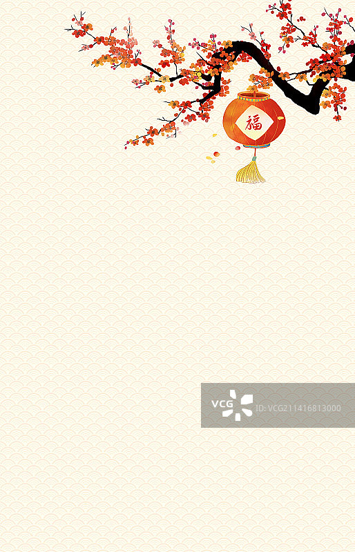 复古梅花挂灯笼 背景图片素材