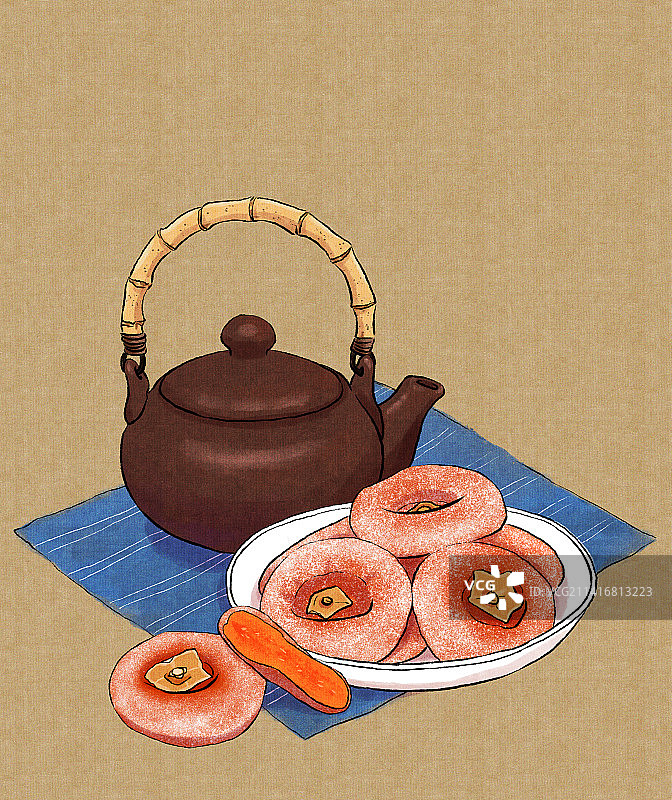 柿饼茶壶下午茶图片素材