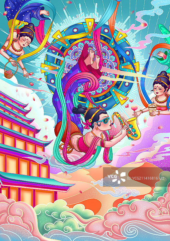 伎乐飞天——萨克斯图片素材