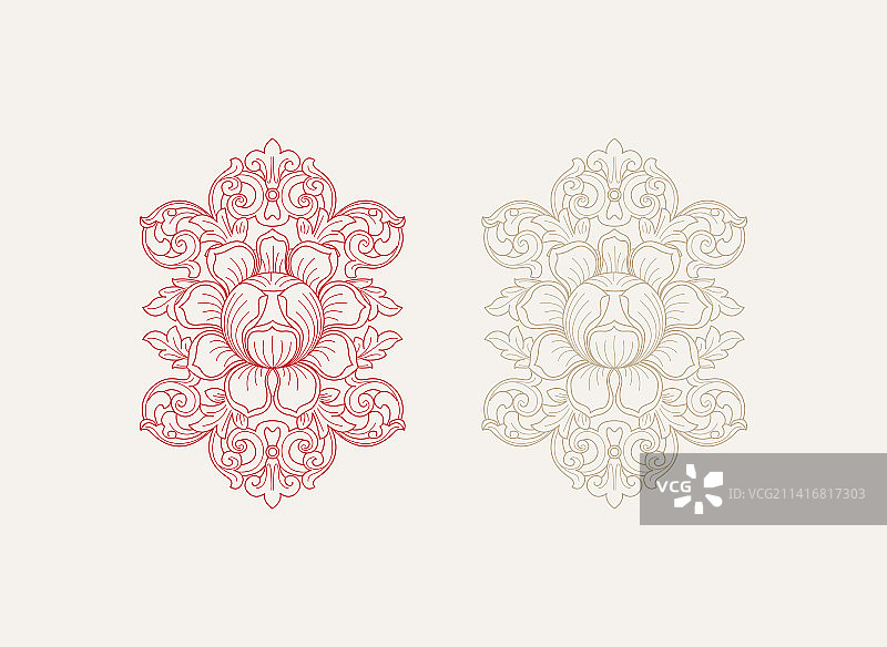 中国传统复古对称扁平装饰图案图片素材