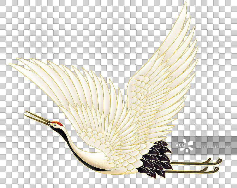 鸟类飞禽仙鹤丹顶鹤动物飞翔飞行卡通中国风新中式元素插画图片素材