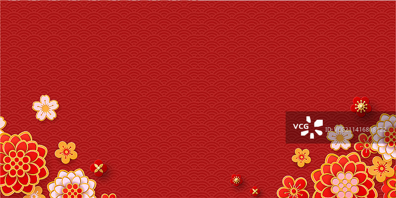 春节红色复古花背景图片素材