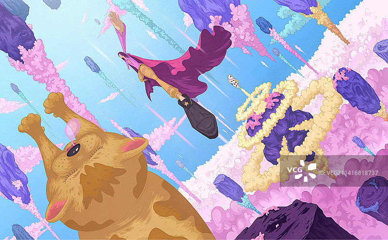 天空飞行卡通插画图片素材