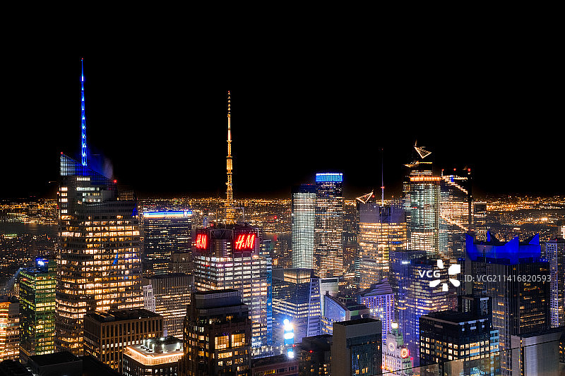 纽约洛克菲勒中心 Rockefeller Center 巨石之巅Top of The Rock 夜景图片素材
