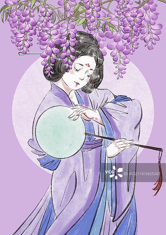 古风美人与花二十四节气-谷雨图片素材