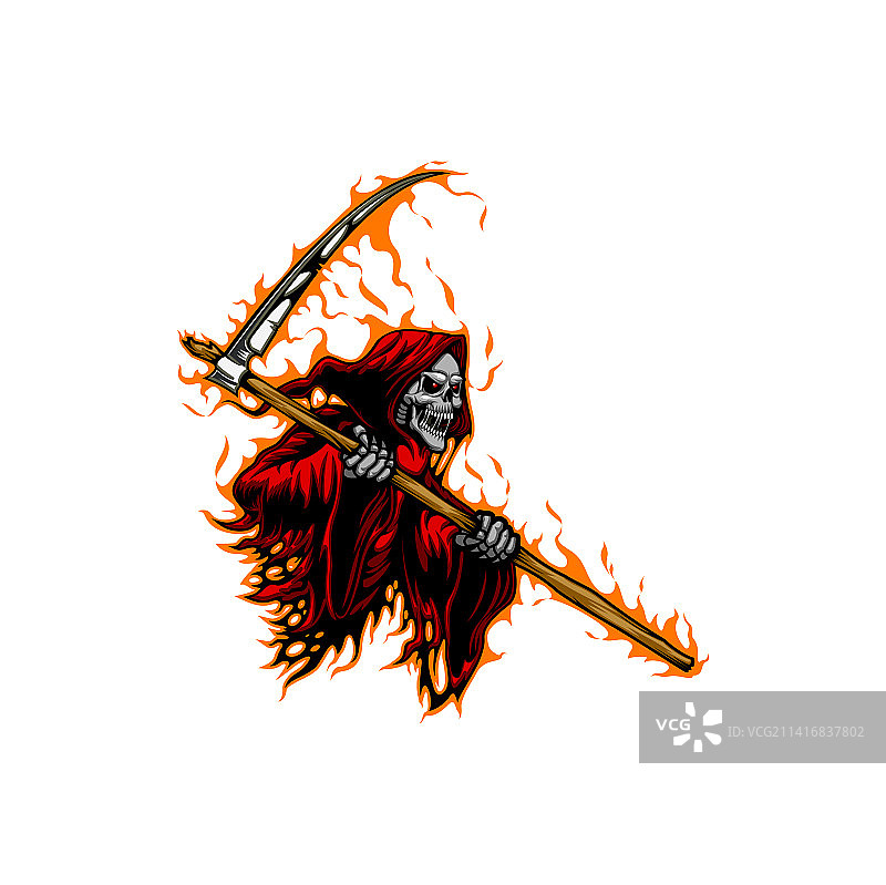 手持镰刀的死神角色插画图片素材