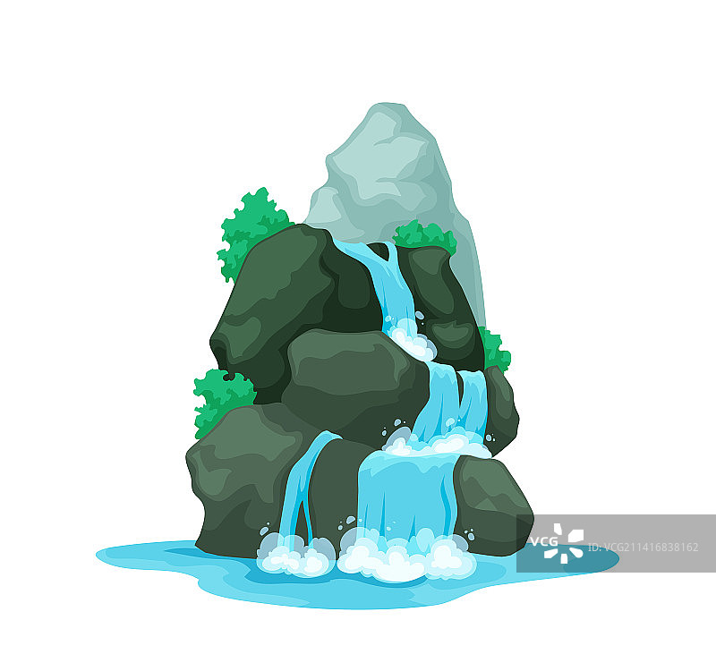 卡通瀑布水景自然风光图片素材