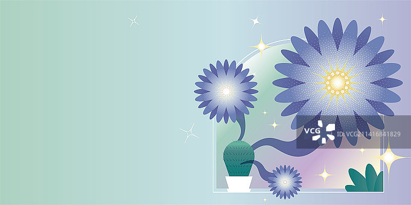 春天紫色花插画横版主画面图片素材