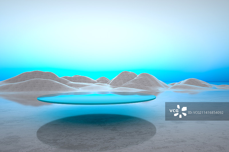 水面山体空间背景3D渲染图片素材