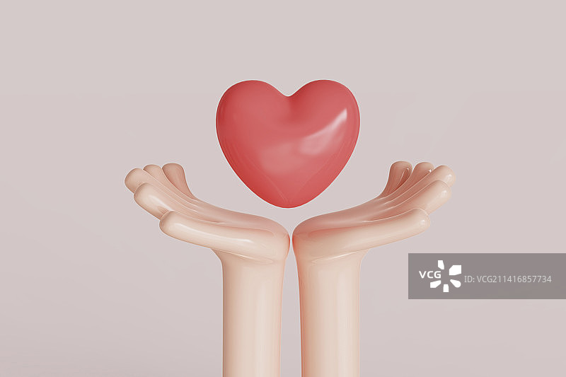 展示爱心三维概念插画图片素材
