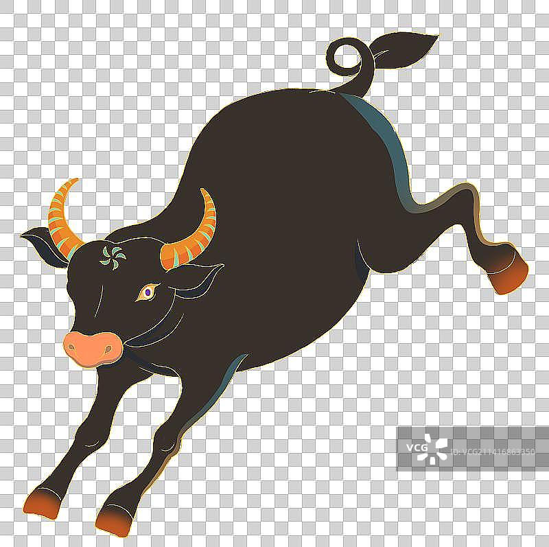 十二生肖哺乳动物公牛新年新春春节牛年元素素材插画图片素材