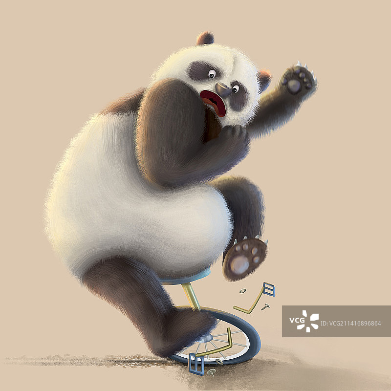 熊猫骑独轮车图片素材