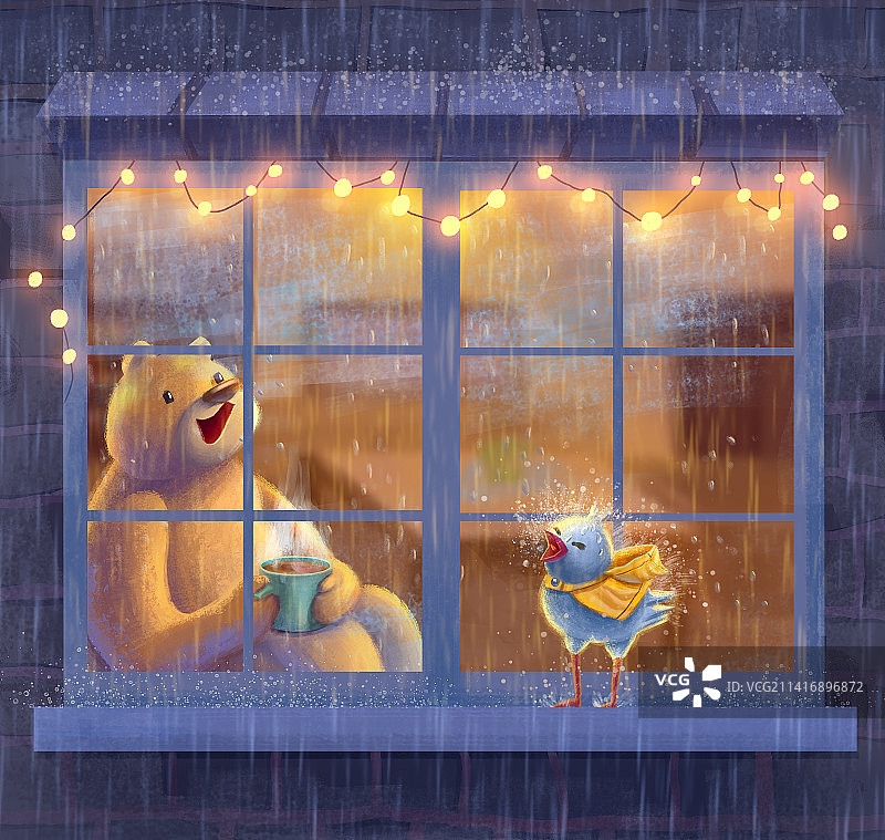 雨天看雨的动物图片素材