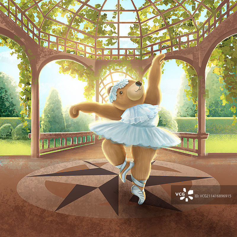 可爱的熊在公园里舞蹈图片素材