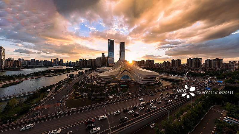 黄昏梅溪湖艺术中心图片素材