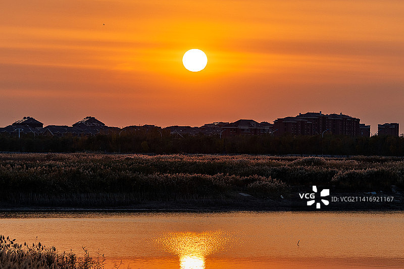 永定河河畔的日落图片素材