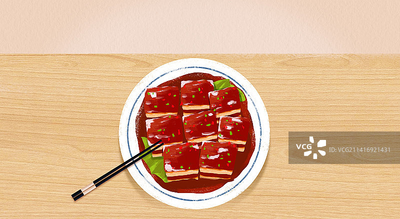 年夜饭家常菜红烧肉美食插画海报图片素材