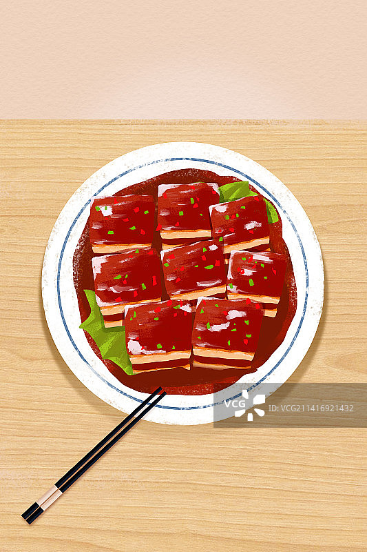 年夜饭家常菜红烧肉美食插画海报图片素材