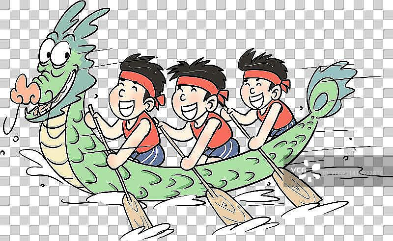 端午节划船赛龙舟卡通竞技活动元素图片素材
