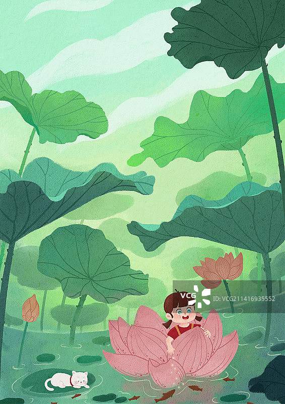 夏至节气插画图片素材