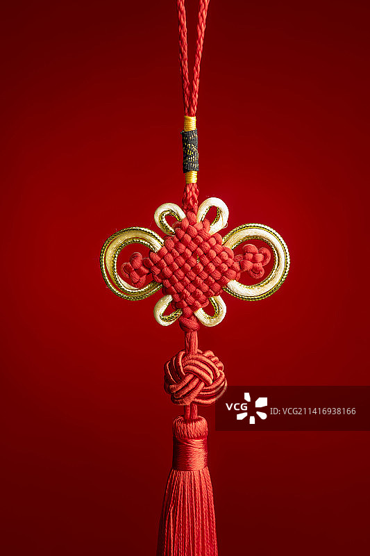 中国传统红色中国结特写红色背景图片素材