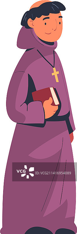 中世纪戴头巾的男人，牧师或僧侣图片素材